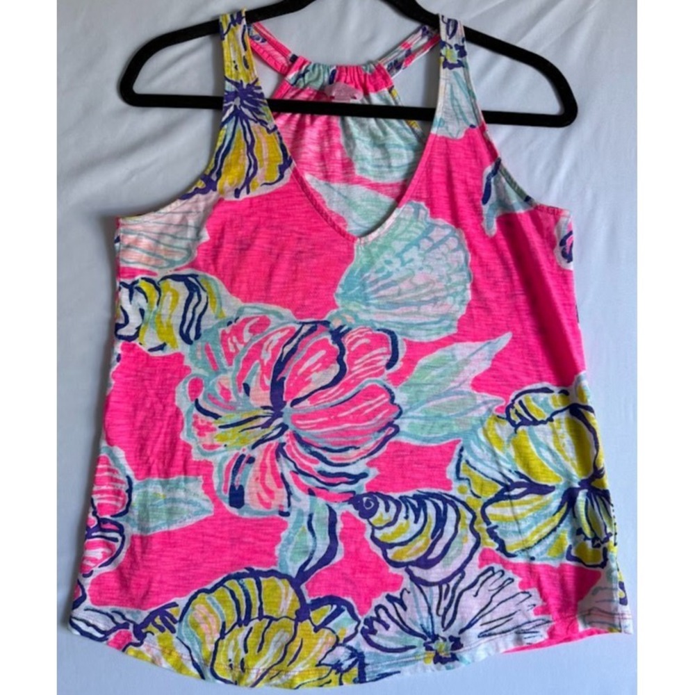 Lily Pulitzer Tank Top Women XS Multicolor Floral Sleeveless Print 100%‎ Cotton